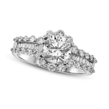 1.5 CT. T.W. Natural Diamond Frame Engagement Ring in Solid 18K White Gold (I/SI2)