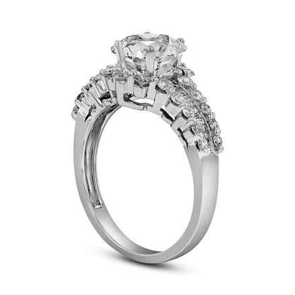 1.5 CT. T.W. Natural Diamond Frame Engagement Ring in Solid 18K White Gold (I/SI2)