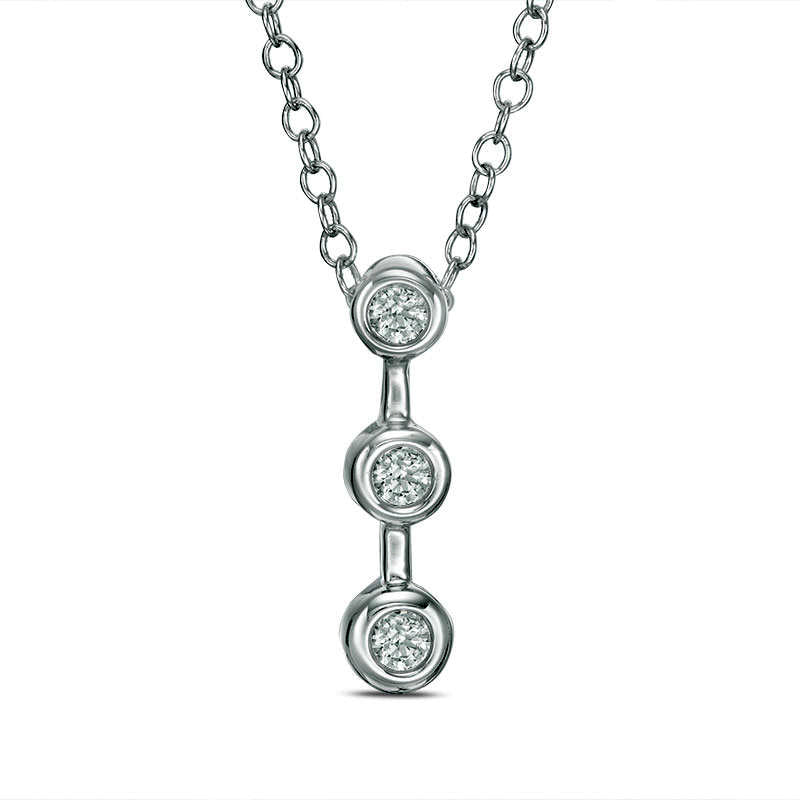 0.13 CT. T.W. Natural Diamond Three Stone Pendant in 14K White Gold