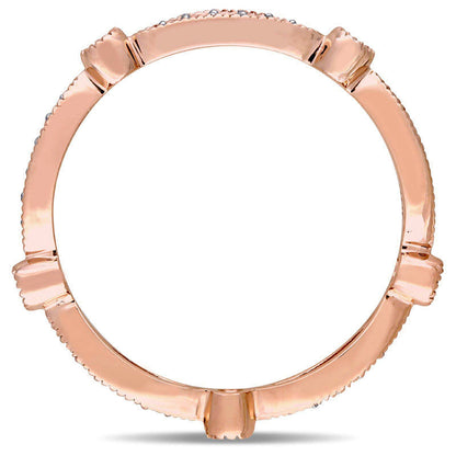 0.25 CT. T.W. Natural Diamond Alternating Antique Vintage-Style Eternity Wedding Band in Solid 10K Rose Gold