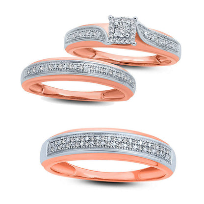 0.05 CT. T.W. Natural Diamond Square Frame Bypass Engagement Ring in Solid 10K Rose Gold