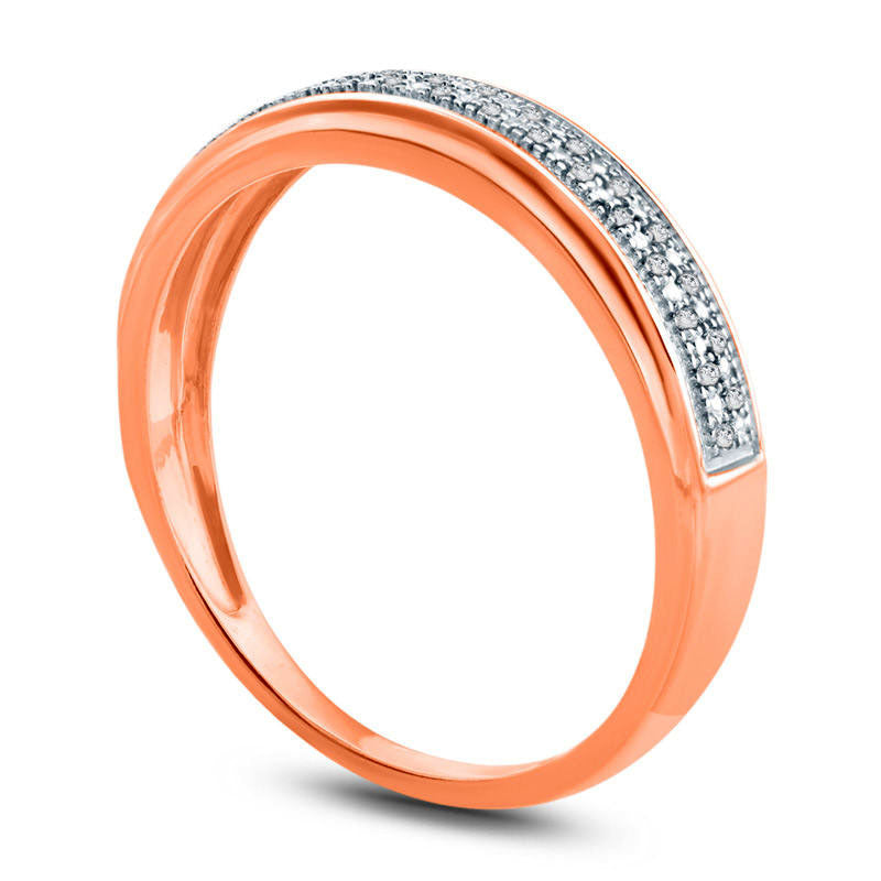 Men's Natural Diamond Accent Double Row Wedding Band in Solid 10K Rose Gold