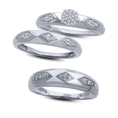 0.07 CT. T.W. Composite Natural Diamond Retro Geometric Engagement Ring in Solid 10K White Gold