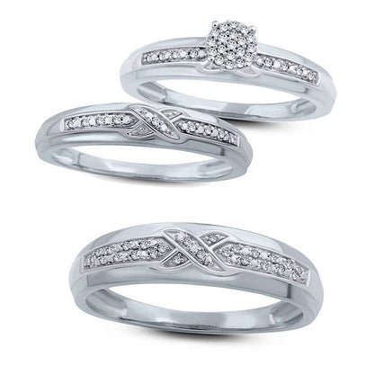 Ladies' Natural Diamond Accent Criss-Cross Wedding Band in Solid 10K White Gold