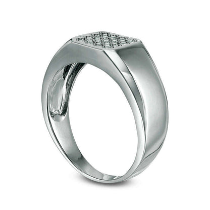 Men's 0.17 CT. T.W. Composite Natural Diamond Signet Ring in Sterling Silver