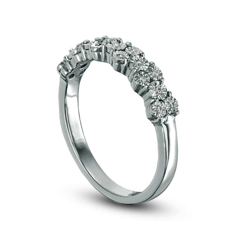 0.05 CT. T.W. Natural Diamond Alternating Band in Solid 10K White Gold