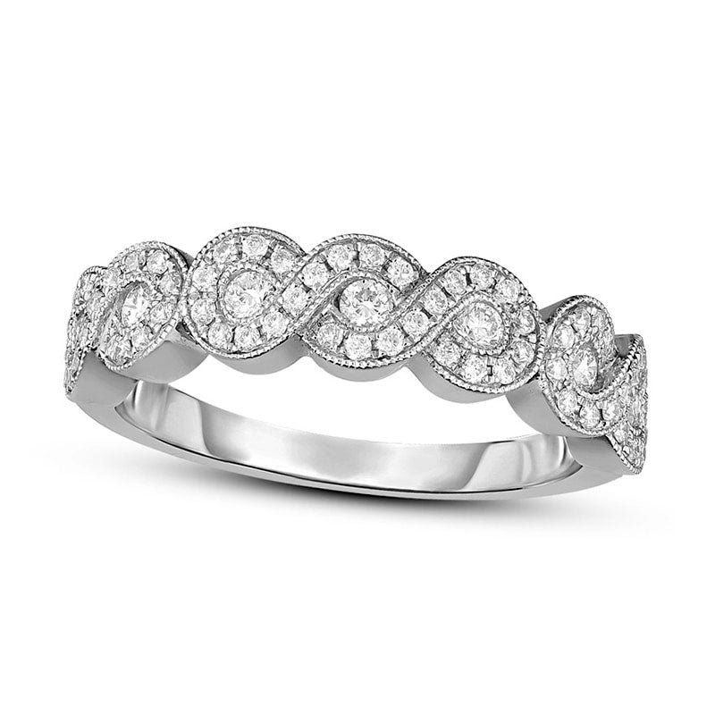 0.38 CT. T.W. Natural Diamond Infinity Antique Vintage-Style Band in Solid 10K White Gold