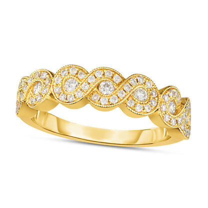 0.38 CT. T.W. Natural Diamond Infinity Antique Vintage-Style Band in Solid 10K Yellow Gold