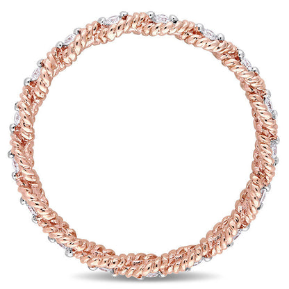 0.17 CT. T.W. Natural Diamond Twist Rope Eternity Wedding Band in Solid 10K Rose Gold