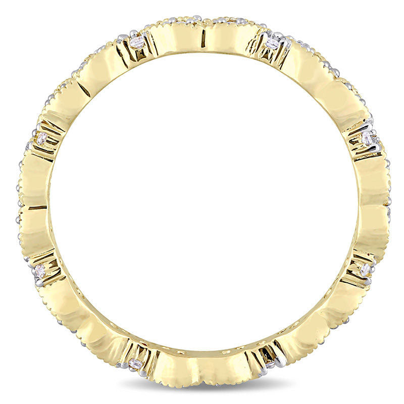 0.25 CT. T.W. Natural Diamond Alternating Antique Vintage-Style Eternity Wedding Band in Solid 14K Gold