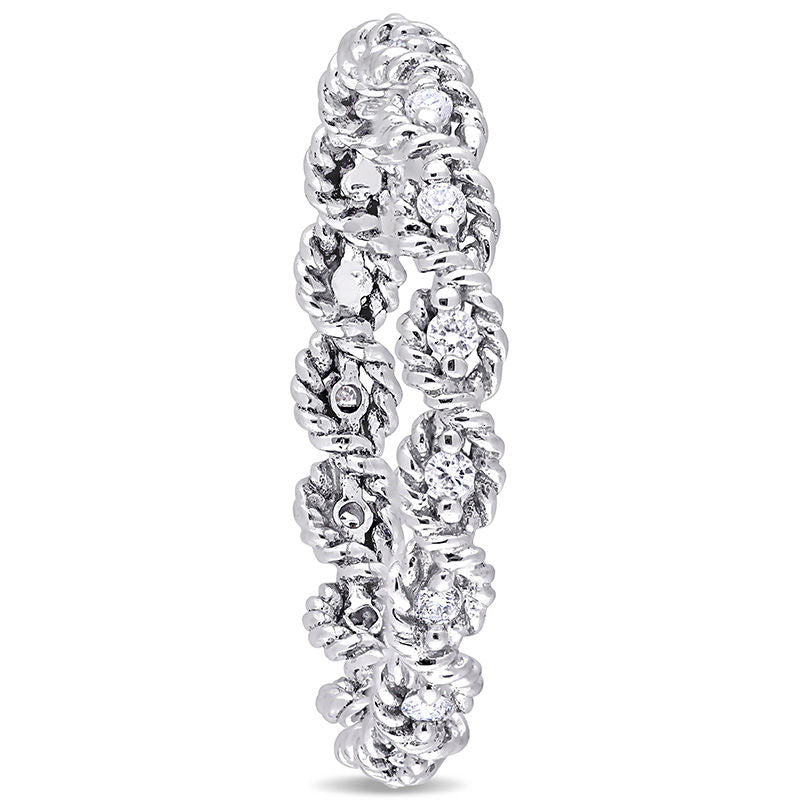 0.17 CT. T.W. Natural Diamond Twist Rope Eternity Wedding Band in Solid 10K White Gold