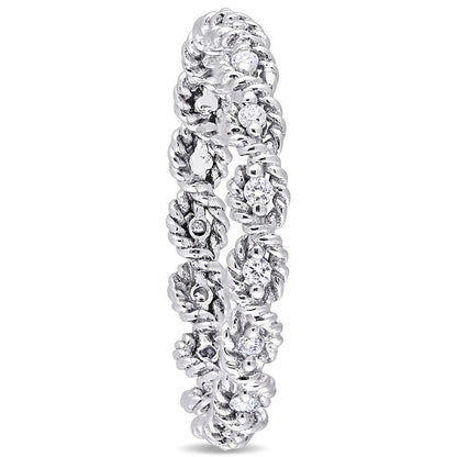 0.17 CT. T.W. Natural Diamond Twist Rope Eternity Wedding Band in Solid 10K White Gold