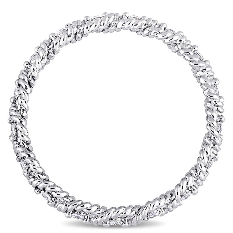 0.17 CT. T.W. Natural Diamond Twist Rope Eternity Wedding Band in Solid 10K White Gold
