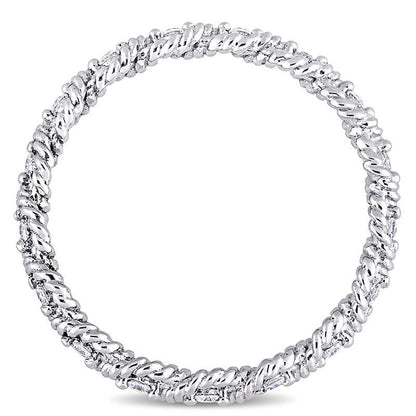 0.17 CT. T.W. Natural Diamond Twist Rope Eternity Wedding Band in Solid 10K White Gold