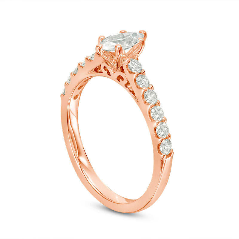 1.0 CT. T.W. Certified Marquise Natural Diamond Engagement Ring in Solid 14K Rose Gold (I/I1)