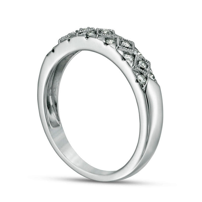 0.20 CT. T.W. Certified Natural Diamond Geometric Antique Vintage-Style Anniversary Band in Solid 14K White Gold (I/I1)
