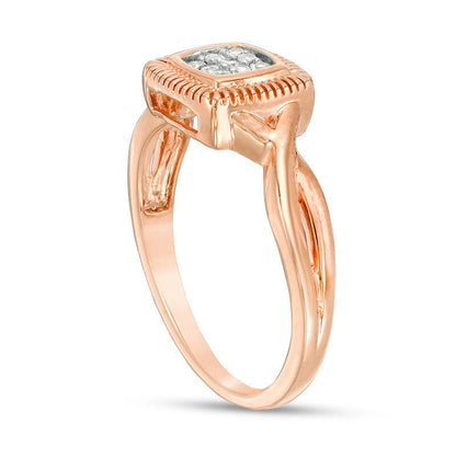 0.07 CT. T.W. Composite Natural Diamond Square Twist Promise Ring in Solid 10K Rose Gold