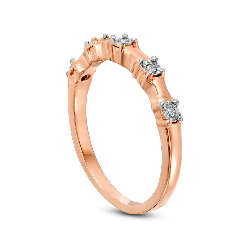 0.05 CT. T.W. Natural Diamond Five Stone Bamboo Anniversary Band in Solid 10K Rose Gold
