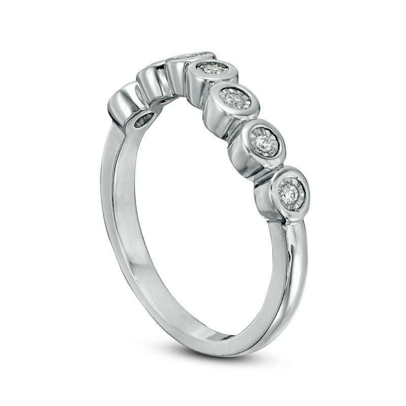 0.05 CT. T.W. Natural Diamond Wave Band in Solid 10K White Gold