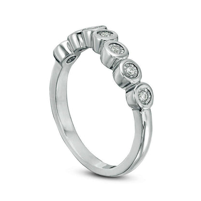 0.05 CT. T.W. Natural Diamond Wave Band in Solid 10K White Gold