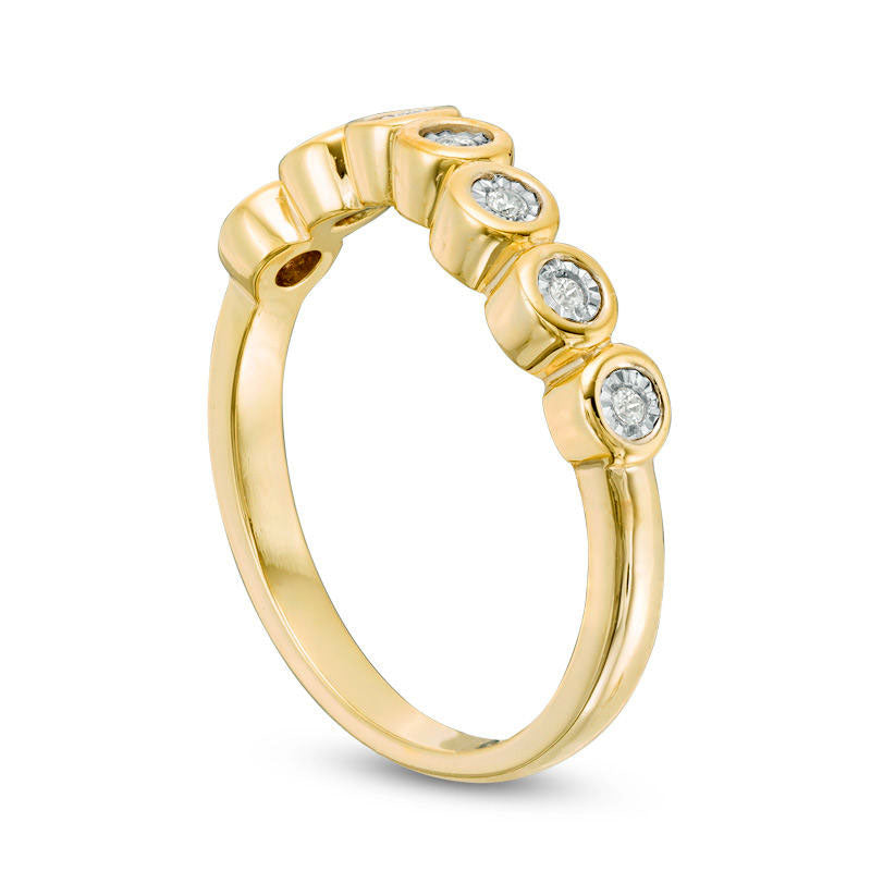 0.05 CT. T.W. Natural Diamond Wave Band in Solid 10K Yellow Gold