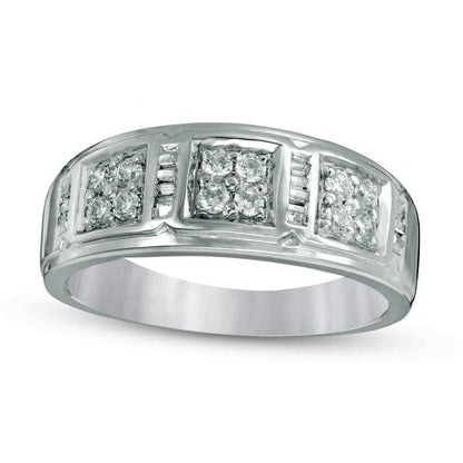 Men's 0.38 CT. T.W. Composite Natural Diamond Three Stone Band in Solid 10K White Gold