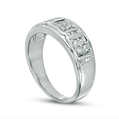Men's 0.38 CT. T.W. Composite Natural Diamond Three Stone Band in Solid 10K White Gold