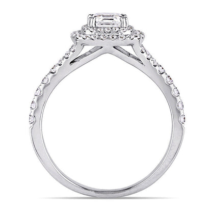1.20 CT. T.W. Asscher-Cut Natural Diamond Double Frame Engagement Ring in Solid 14K White Gold (H/SI1)
