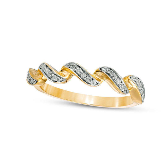 0.13 CT. T.W. Natural Diamond Twist Stackable Band in Solid 10K Yellow Gold
