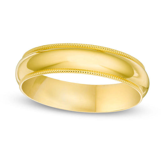 Men's 5.0mm Milgrain-Edge Comfort-Fit Wedding Band in Solid 14K Gold