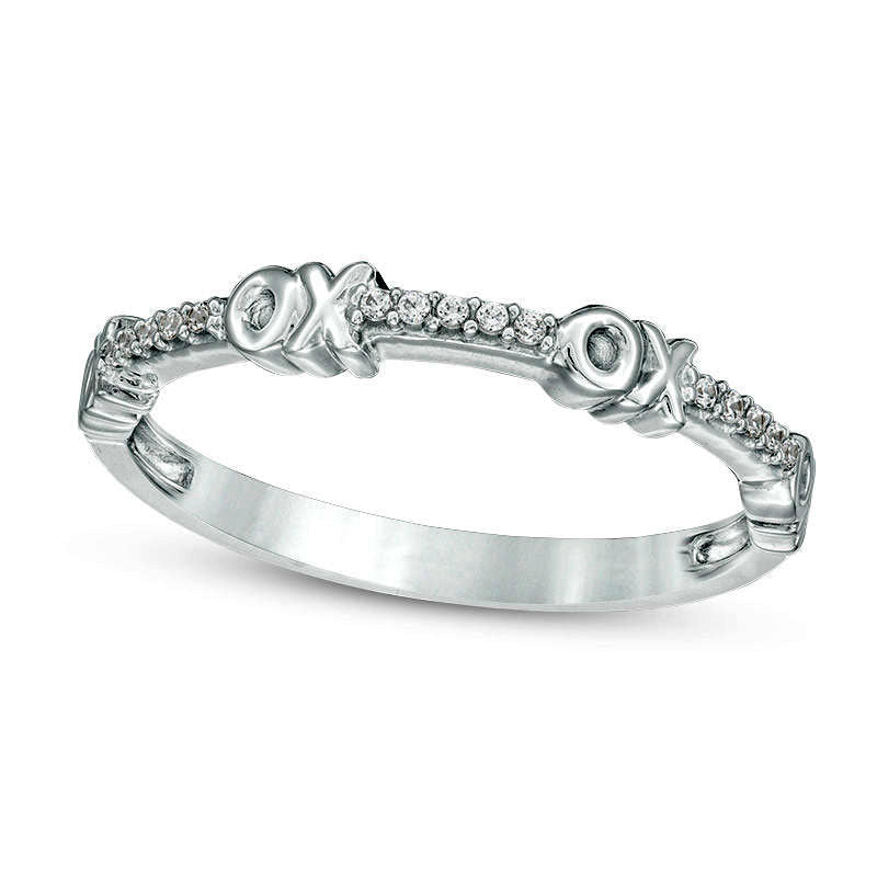 0.05 CT. T.W. Natural Diamond "XO" Stackable Band in Solid 10K White Gold