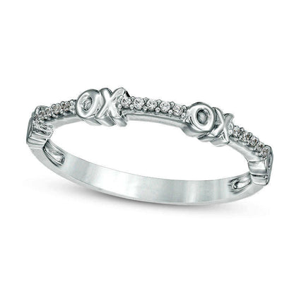 0.05 CT. T.W. Natural Diamond "XO" Stackable Band in Solid 10K White Gold