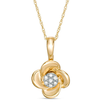 0.05 CT. T.W. Composite Natural Diamond Flower Pendant in 10K Yellow Gold