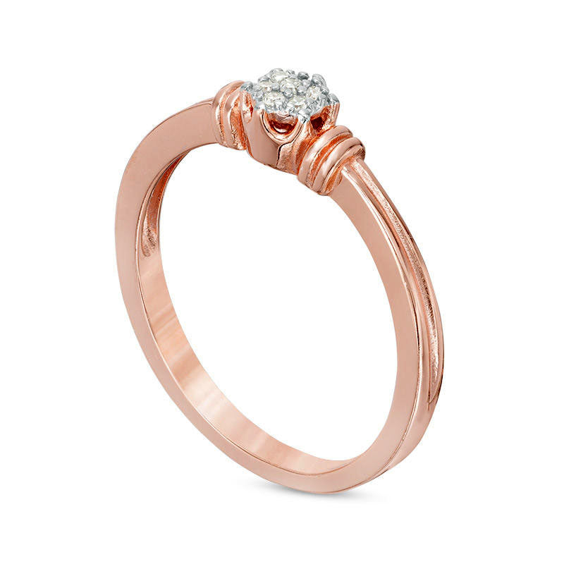 0.10 CT. T.W. Natural Diamond Antique Vintage-Style Three Piece Stackable Band Set in Sterling Silver with Solid 18K Rose Gold Plate