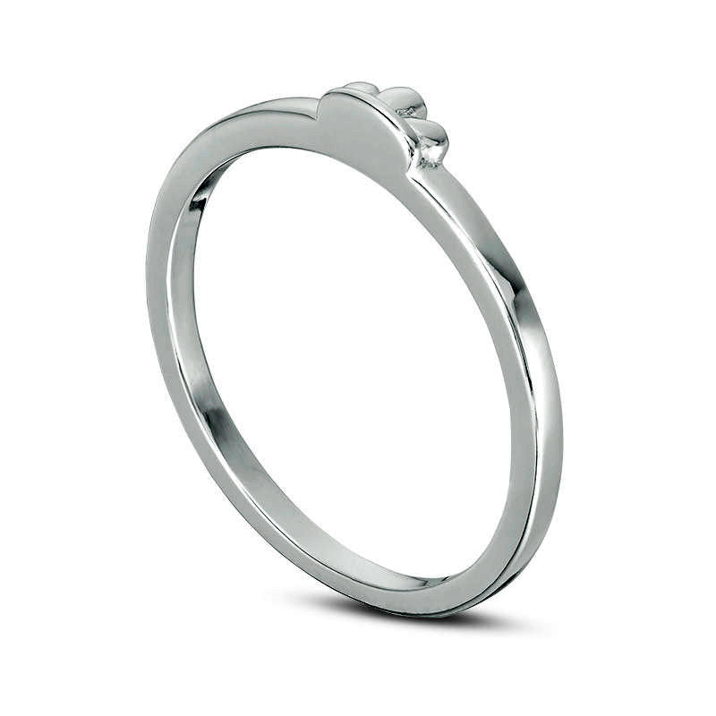 0.07 CT. T.W. Natural Diamond Claddagh Three Piece Stackable Band Set in Sterling Silver and Solid 18K Gold Plate