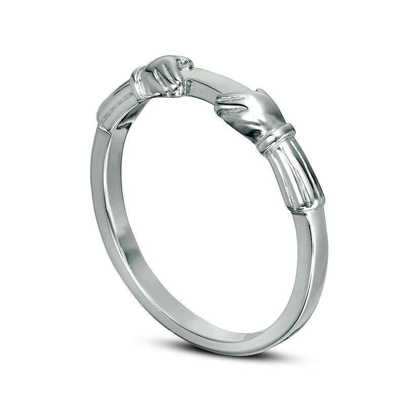 0.07 CT. T.W. Natural Diamond Claddagh Three Piece Stackable Band Set in Sterling Silver and Solid 18K Gold Plate