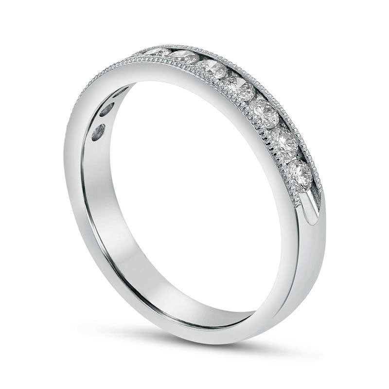 0.50 CT. T.W. Natural Diamond Twelve Stone Antique Vintage-Style Anniversary Band in Solid 18K White Gold (G/SI2)