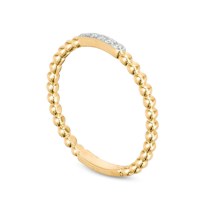 0.05 CT. T.W. Natural Diamond Beaded Anniversary Band in Solid 10K Yellow Gold