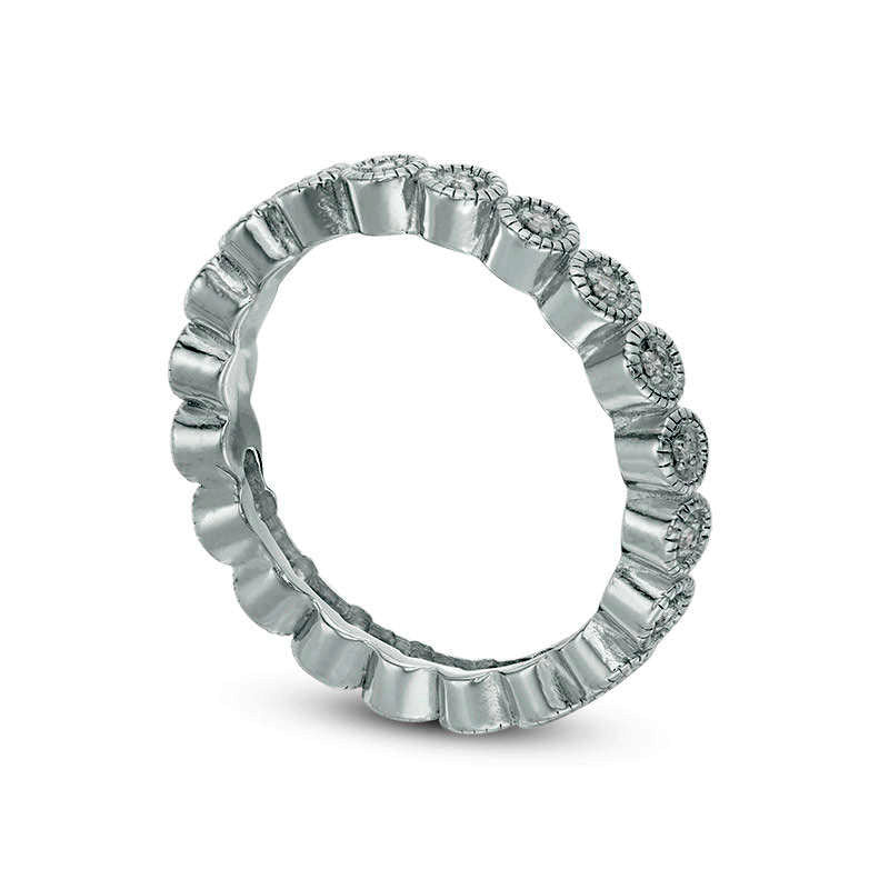 0.10 CT. T.W. Natural Diamond Antique Vintage-Style Three Piece Stackable Band Set in Sterling Silver