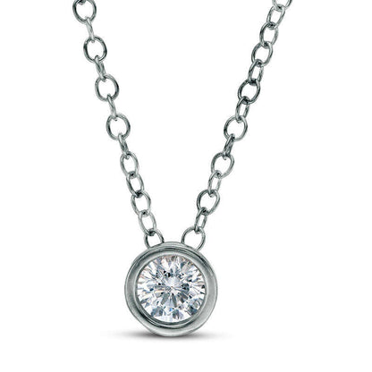 0.25 CT. Natural Clarity Enhanced Solitaire Pendant in 14K White Gold
