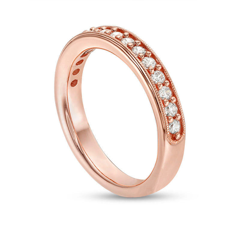 0.38 CT. T.W. Natural Diamond Antique Vintage-Style Wedding Band in Solid 10K Rose Gold