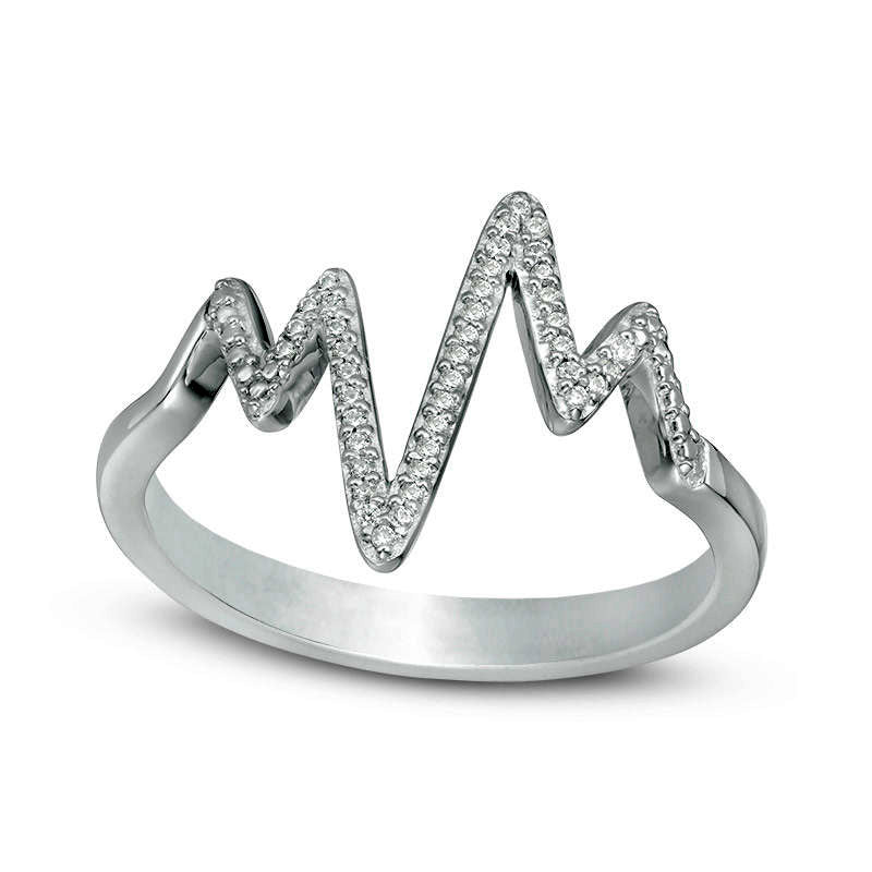 0.07 CT. T.W. Natural Diamond Heartbeat Ring in Sterling Silver