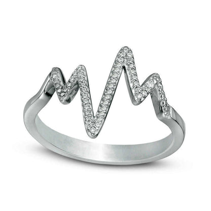 0.07 CT. T.W. Natural Diamond Heartbeat Ring in Sterling Silver