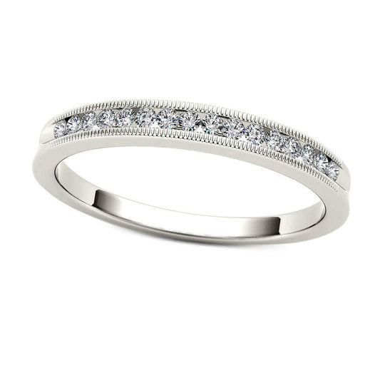 0.17 CT. T.W. Natural Diamond Antique Vintage-Style Stackable Band in Solid 10K White Gold