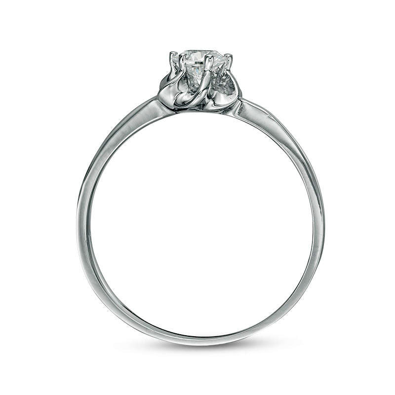 0.50 CT. Natural Clarity Enhanced Diamond Solitaire Flower Engagement Ring in Solid 14K White Gold