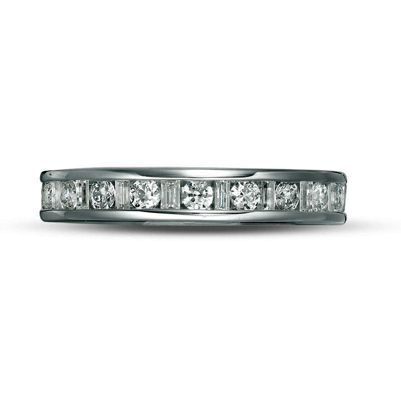 1.0 CT. T.W. Baguette and Round Natural Diamond Eternity Band in Solid 14K White Gold (H/SI2)