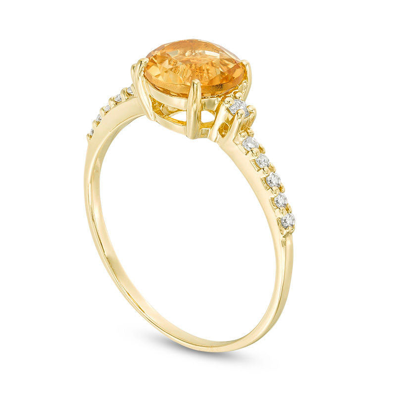7.0mm Citrine and 0.13 CT. T.W. Natural Diamond Engagement Ring in Solid 10K Yellow Gold