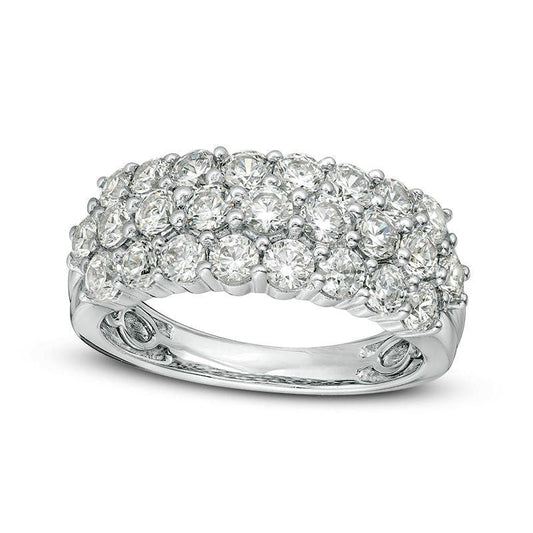 2.0 CT. T.W. Natural Diamond Multi-Row Band in Solid 18K White Gold