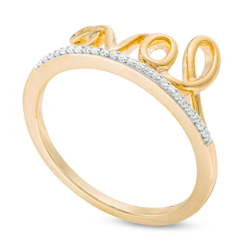 0.07 CT. T.W. Natural Diamond "love" Ring in Sterling Silver and Solid 14K Gold Plate