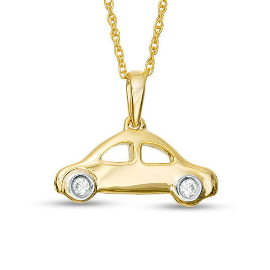 0.05 CT. T.W. Natural Diamond Car Pendant in 10K Yellow Gold